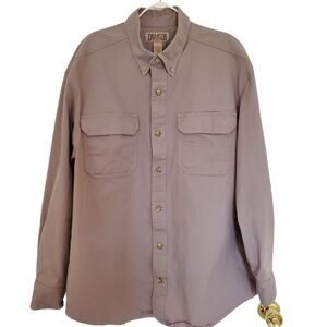 Duluth Mens Heavyweight Button-Down Long-Sleeved Shirt Gray/Taupe Size L